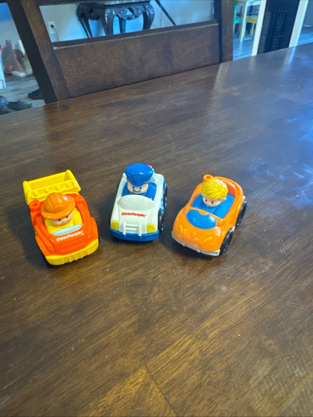 Fisher-Price Little People Trio little wheelies Cars in Orange, Yellow & White